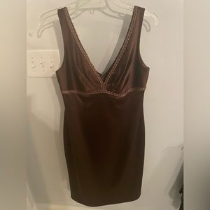 Classy and elegant chocolate brown Kay Unger cocktail dress